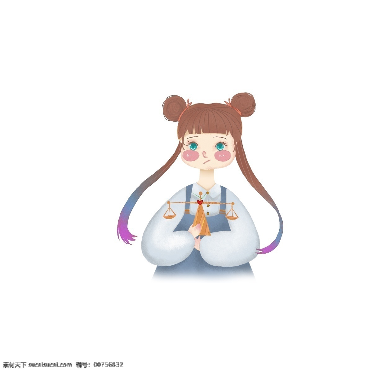 卡通 可爱 天秤座 吃货 少女 q版 星座 女生 天秤 吃货少女 人物设计