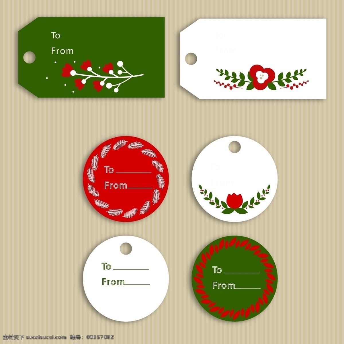 三 种 颜色 圣诞节 标签 红色 绿色 矢量素材 白色 明信片 ai素材