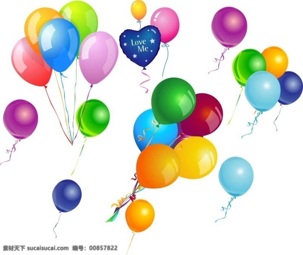 气球矢量素材 气球 矢量 红气球 蓝气球 绿气球 爱心气球 氢气球 生活百科 休闲娱乐