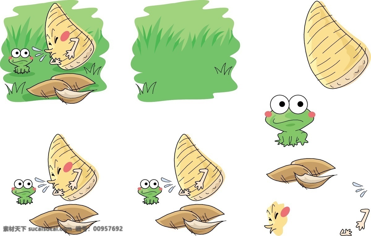 q版 表情 插画 插图 厨房 符号 健康 卡通 开心农场 手绘竹笋表情 蔬菜 竹笋 笋 手绘 可爱 鬼脸 青蛙 图标 维生素 农场 生物世界 矢量 插画集