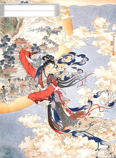 嫦娥奔月 古画 古人物 国画 近现代 山水画 精选 人物 山水 书画 近代绘画 任率英 文化艺术