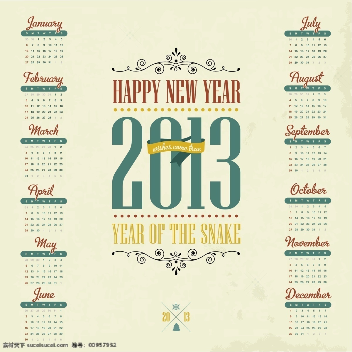 2013 复古 日历 矢量 2013日历 圣诞节 圣诞快乐 新年日历 其他的 老式的 矢量图 其他矢量图