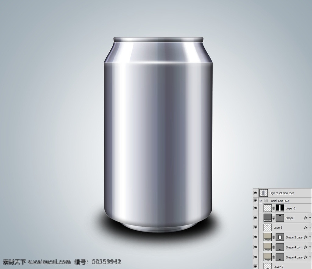 易拉罐分层图 易拉罐 可乐罐 铝罐 铝 金属 金属渐变 效果图 瓶贴 包装 包装设计 食品 分层 广告设计模板 源文件