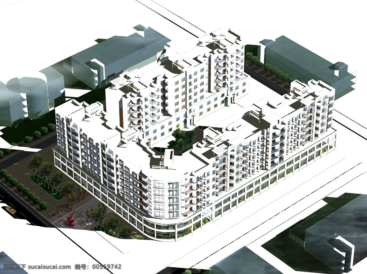 高清晰 精品 园林景观 设计素材 分层 库 城市俯瞰图 城市景观 房地产 景观 园林 版 高楼 建筑 蓝天白云 楼房 朴 枫 树木 天空 树枝 装饰素材