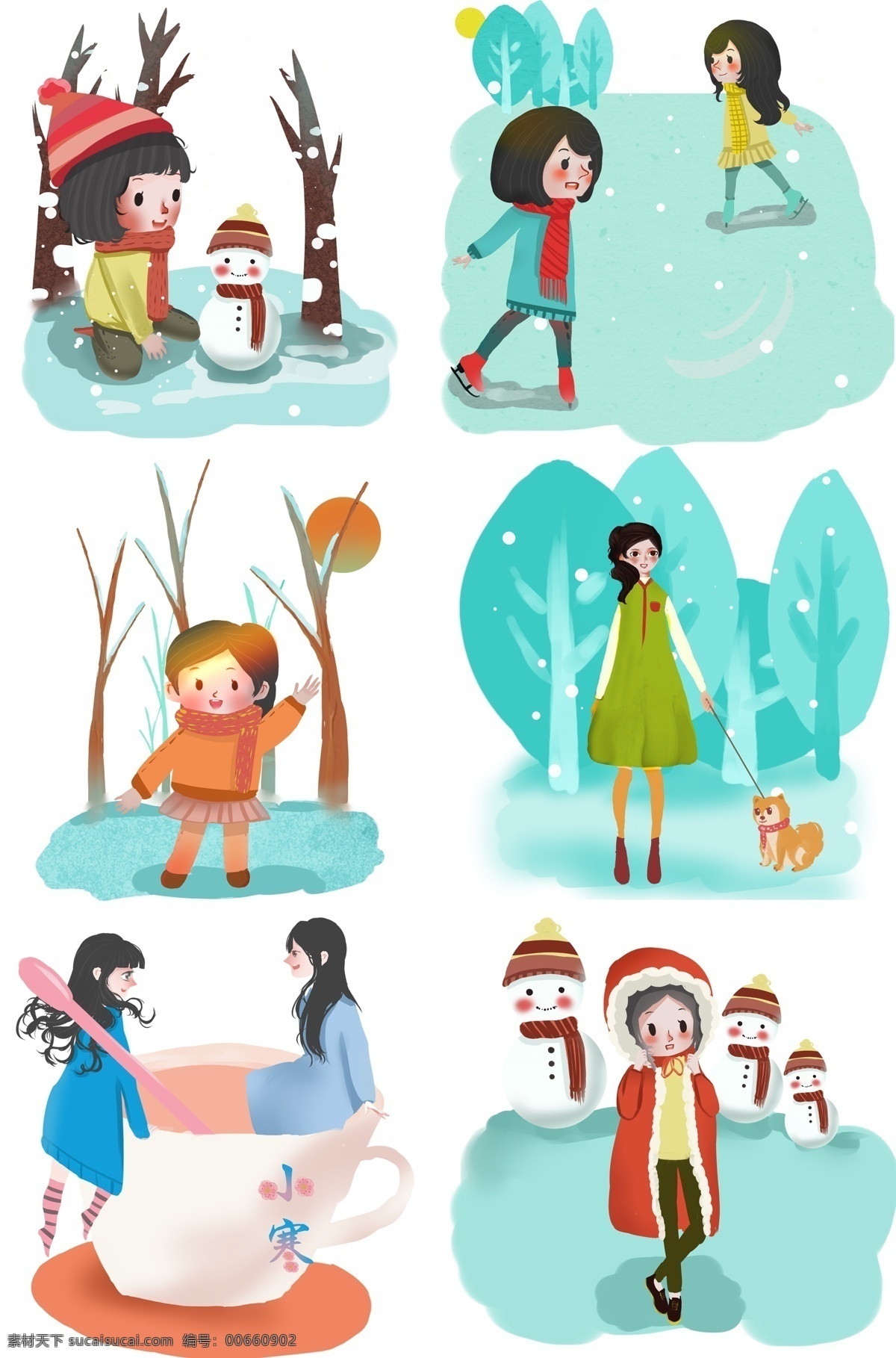 农历 新年 下雪 雪 人儿 插 贺春 图 农历新年 可爱简约 可爱 冬日暖阳 喜庆 2019猪年 可用作插图 马卡龙浅色系 用途广泛 流行儿插风