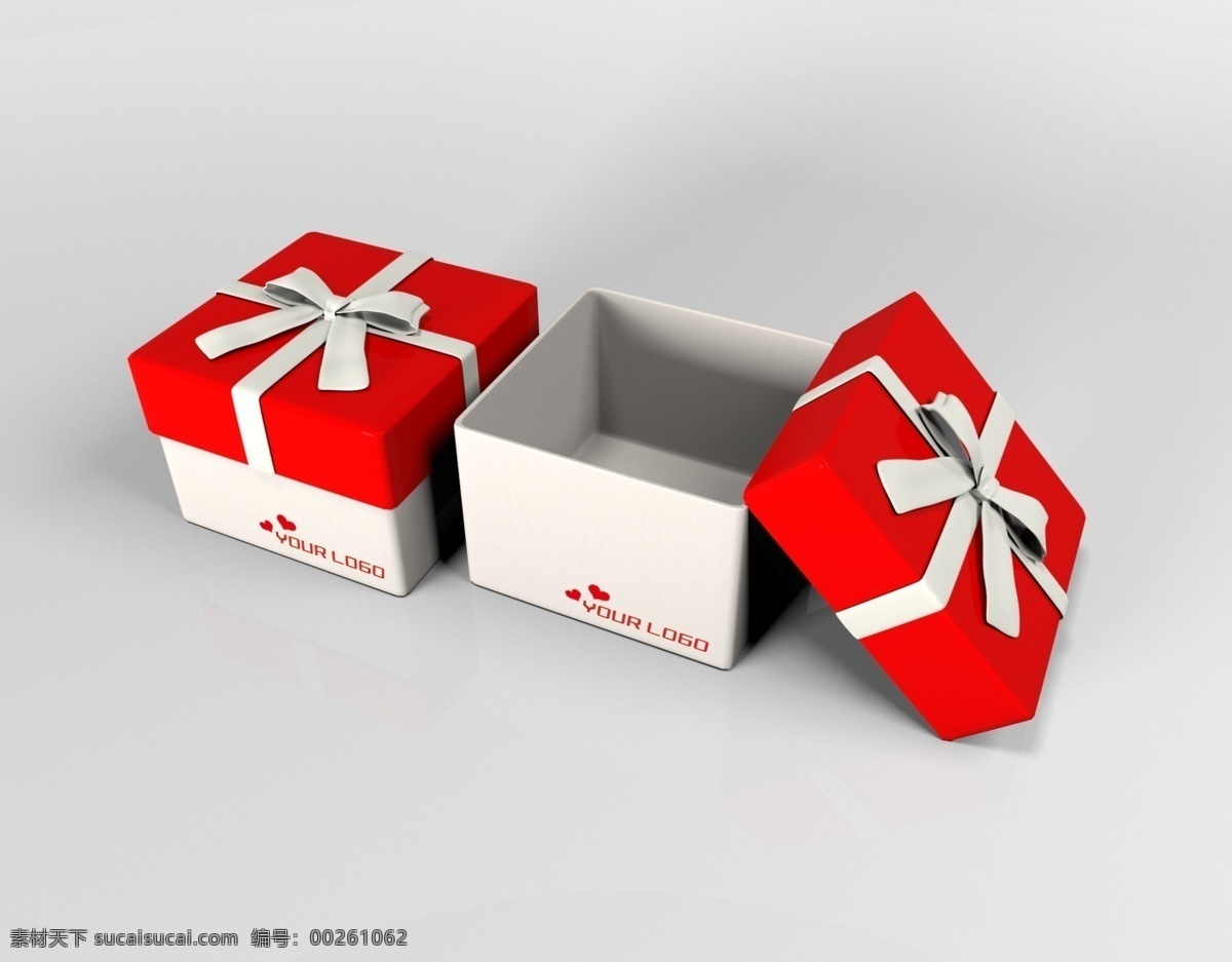 原创 3d 建模 红色 蝴蝶结 礼盒 样机 logo 包装盒 礼物 盒子 包装样机
