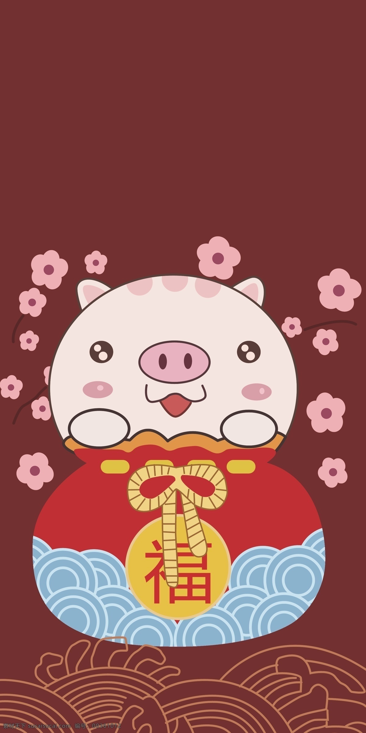 猪猪手机壳 可爱猪 元宝 新年 猪年 财神猪 打鼓猪 红包