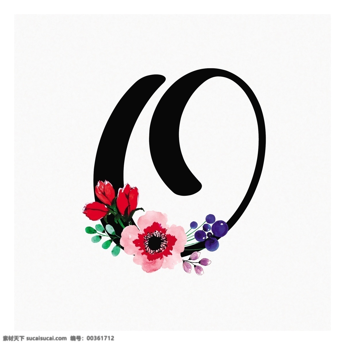 抽象 o 形状 花朵 logo 模板 字母 花卉 商标 标志 logo模板 水彩