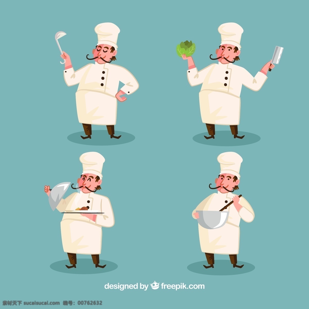 款 创意 男 厨师 动作 矢量 男厨师 人物 职业 卡通