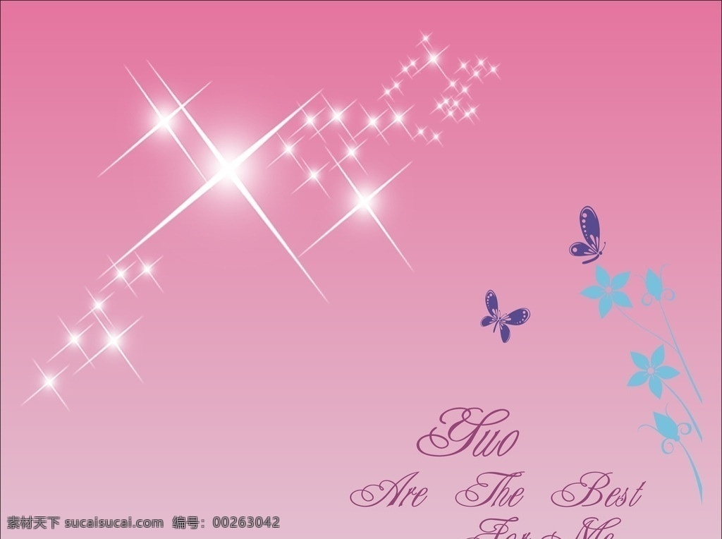 粉色 唯美 浪漫 桌面背景 明信片 蝴蝶 星星 美术绘画 文化艺术 矢量
