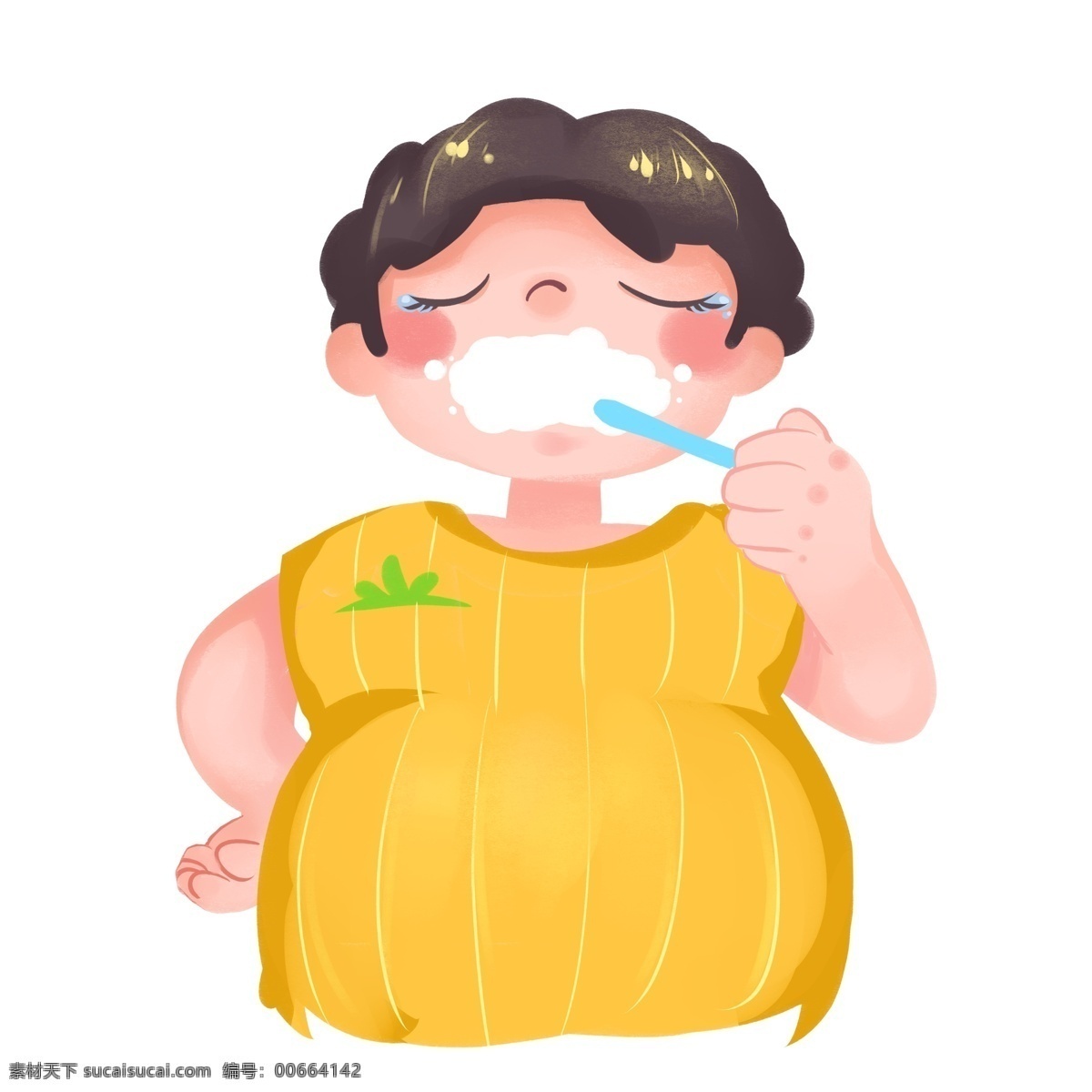 一个女人 刷牙 美丽 大方