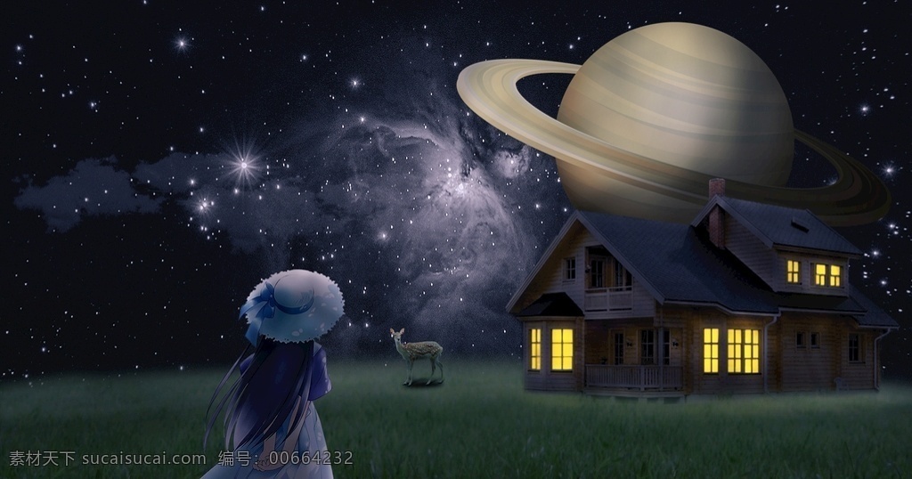 梦幻星空 宇宙 星空 星球 夜晚 梦幻 场景 奇幻 创意 动漫动画
