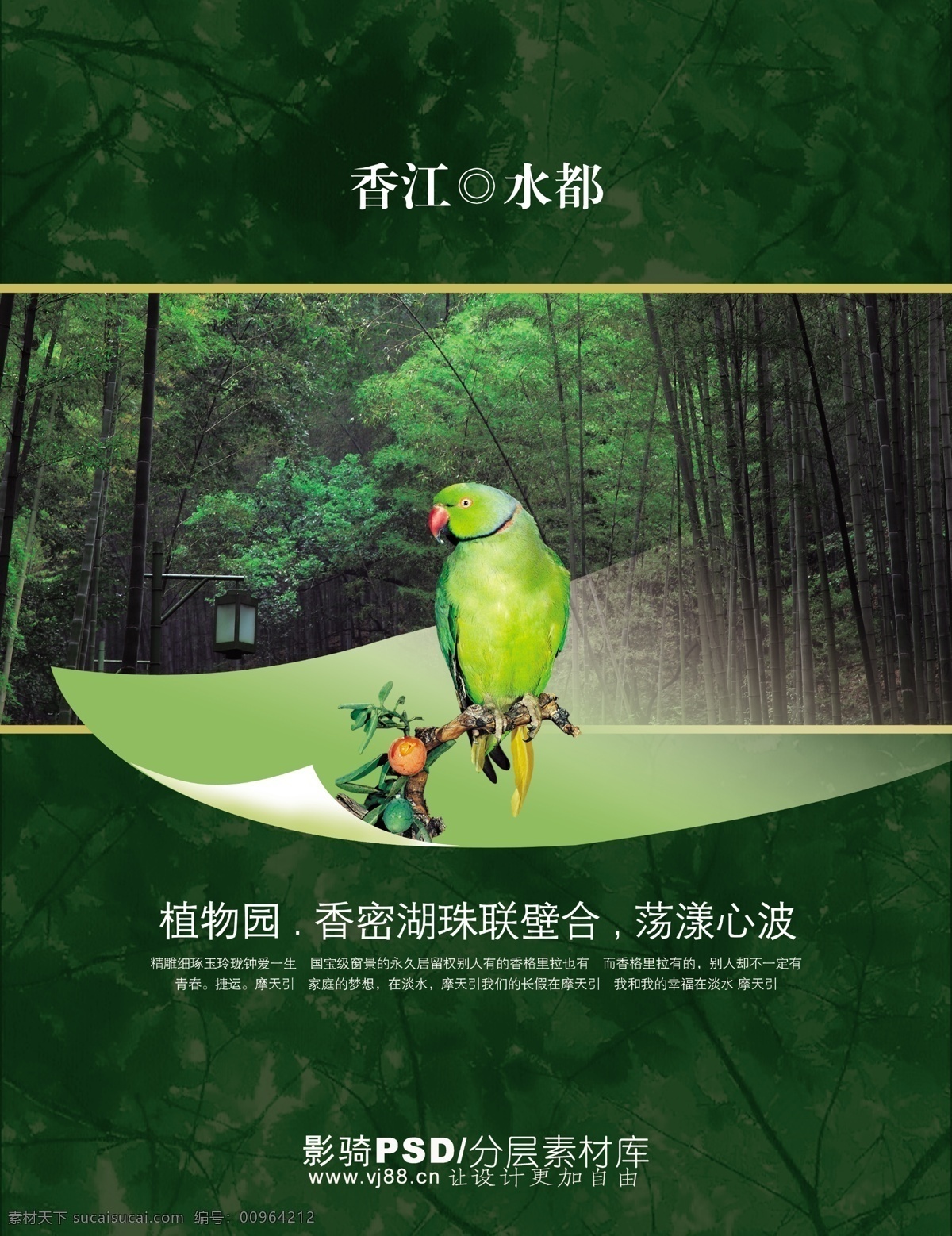 香江 水郡 地产 绿色 鹦鹉 植物园 竹林 psd源文件