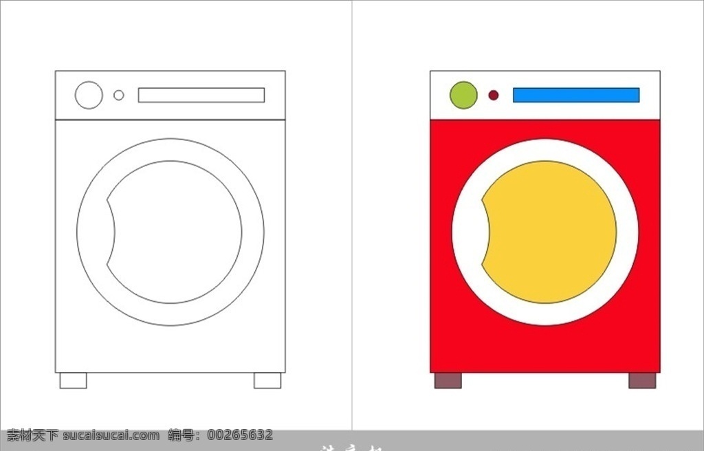 洗衣机简笔画 简笔画 儿童简笔画 幼儿简笔画 儿童画 生活用品 卡通画 简图 儿童涂色画 矢量图