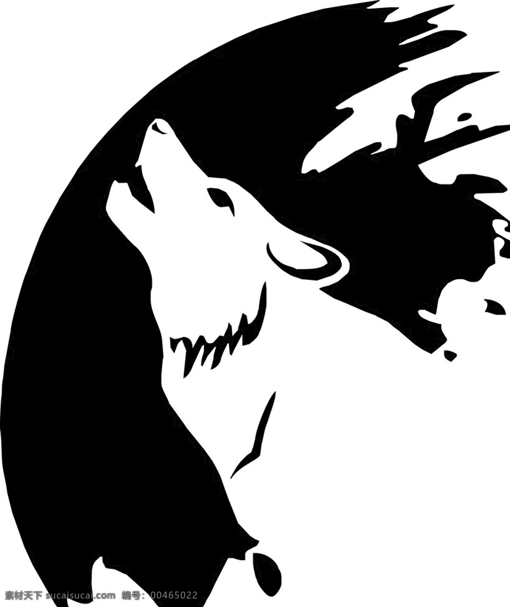 狼 黑白 矢量图 狼嚎 动植物 生物世界 野生动物