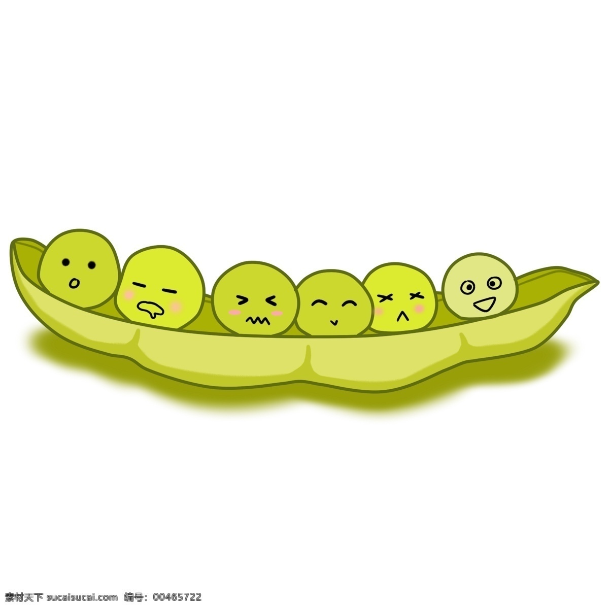 新鲜 豌豆 黄色 豆子 可以 好吃 装饰 贴画 浅绿色 香甜 表情 开心 微笑 粉色 红色 卡通 中国风