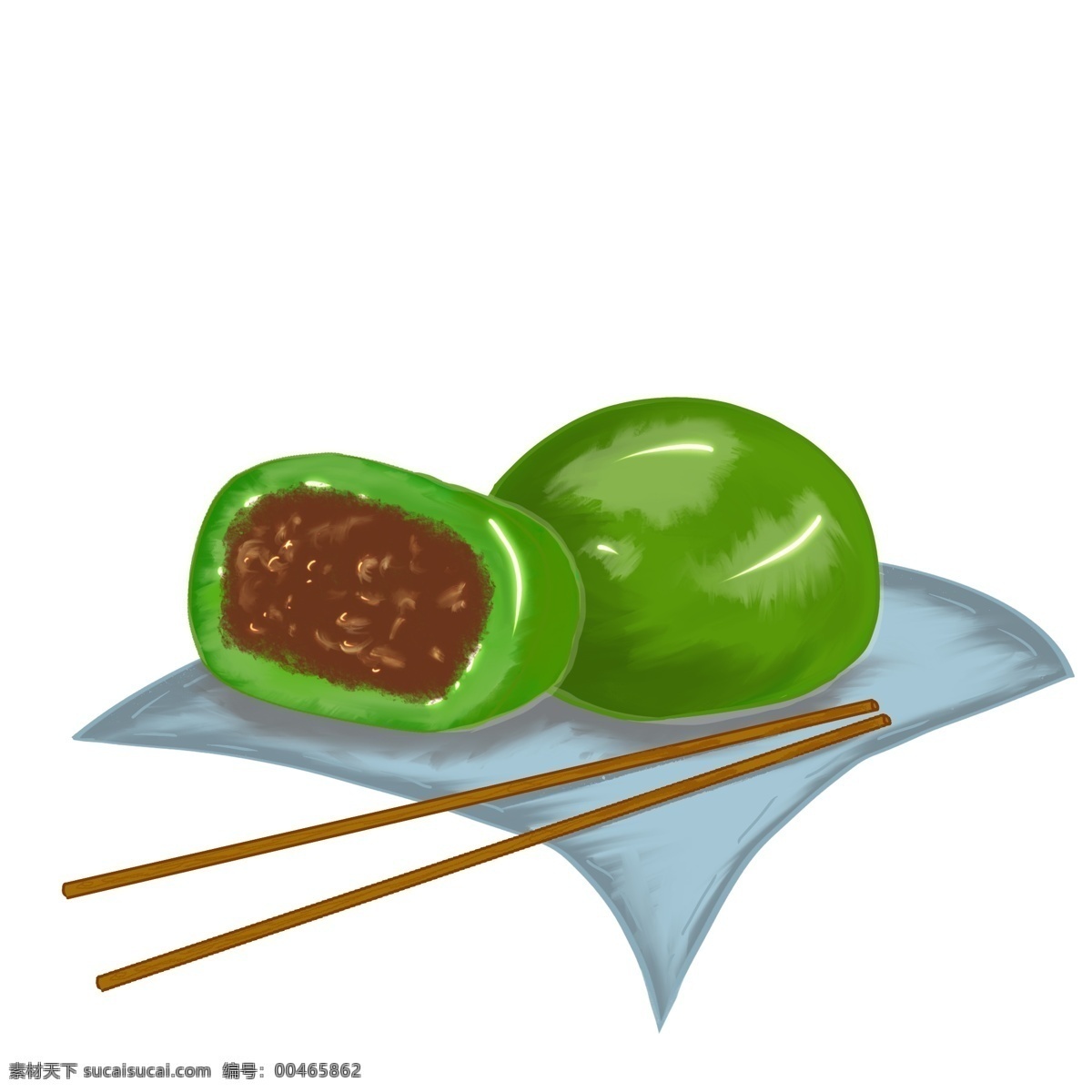 可爱 青团 寒食节 元素 筷子