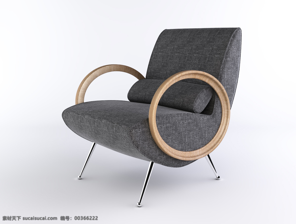 个性 朴实 舒适 沙发椅 3d 模型 木质 3d模型 3d渲染 模型素材 深灰色