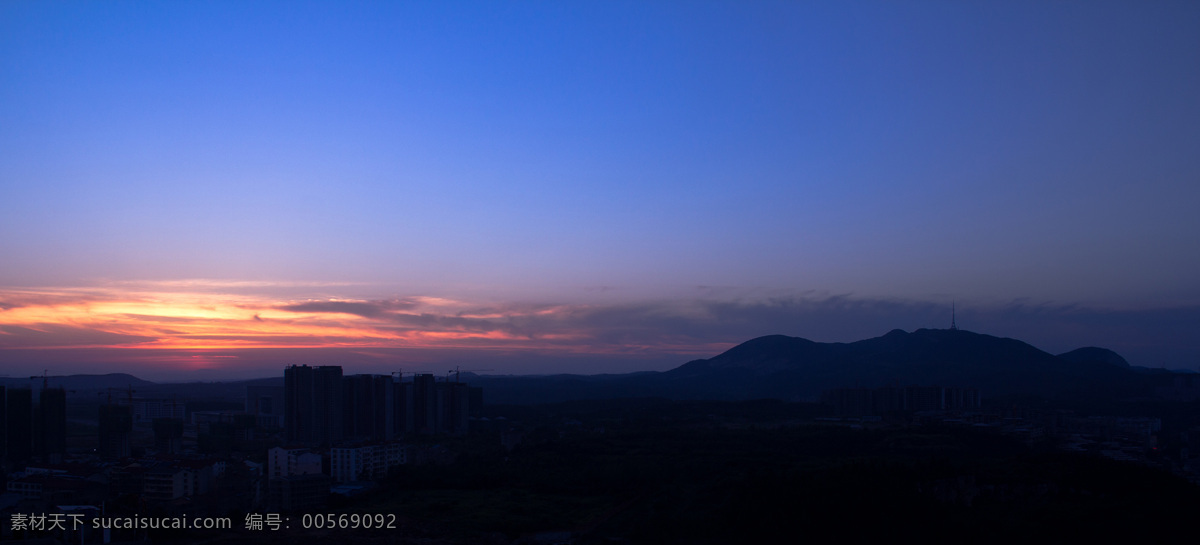 一抹晚霞 晚霞 蓝天 山 剪影 夜景 自然景观 自然风景