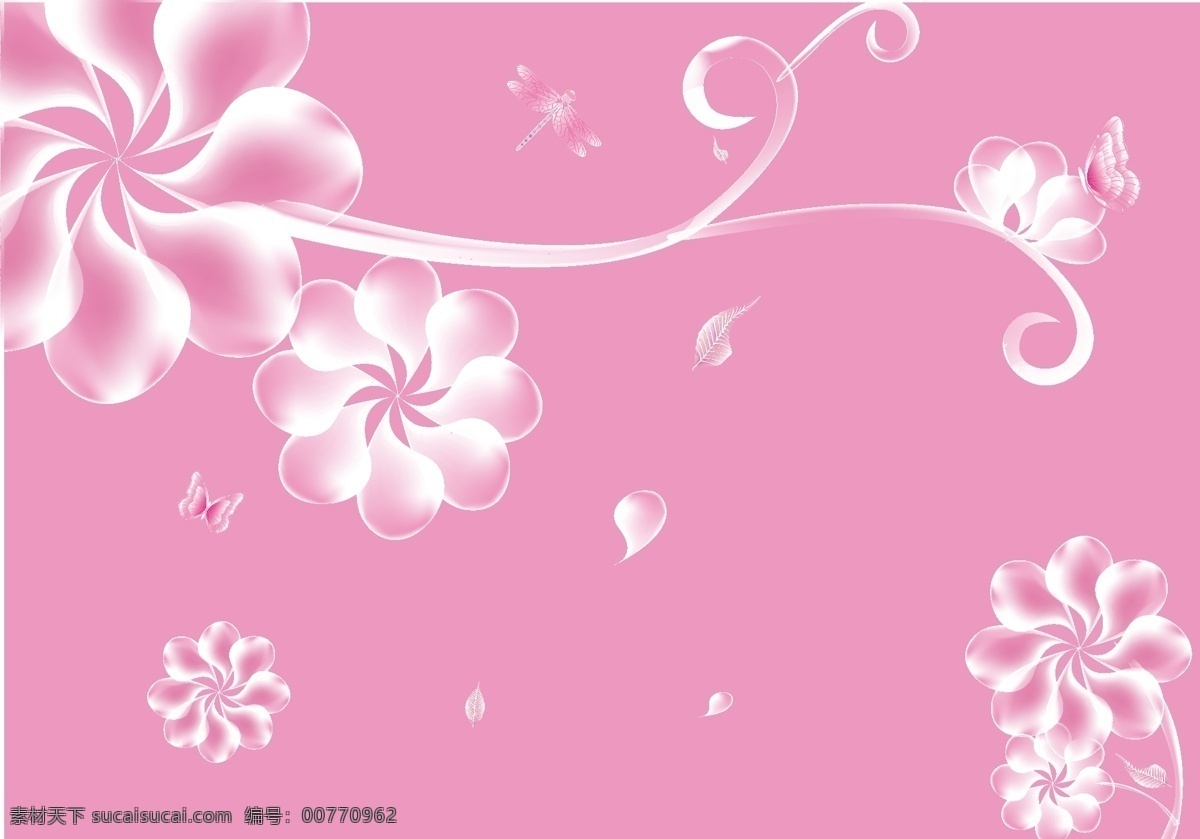 透明花朵 水晶花 粉色 背景 海报 宣传背景