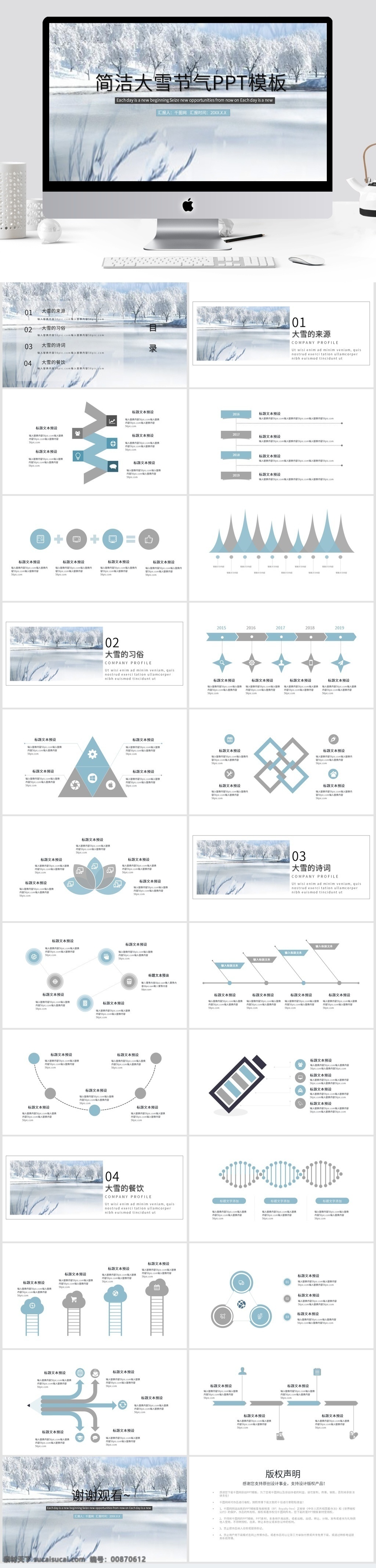简洁 大雪 节气 模板 简约 时尚 营销 宣传 推广 活动策划 活动组织方案 方案策划 营销策划 商业策划 活动宣传 策划 大雪节气