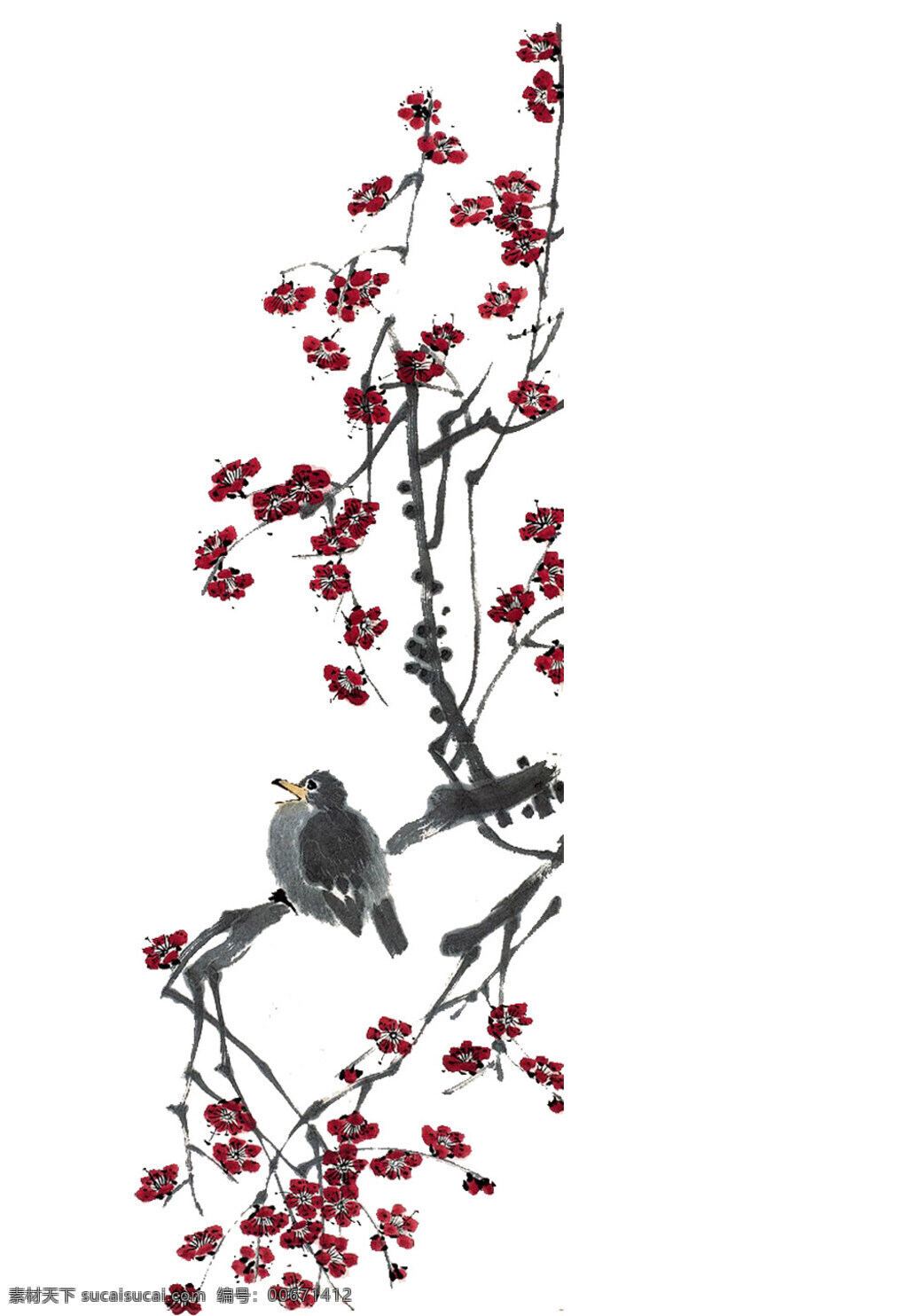水墨梅 齐白石 水墨花 水墨画 水墨 齐白石画作 水墨梅花 梅花 一枝梅 一树梅花 鸟 花鸟 文化艺术 绘画书法