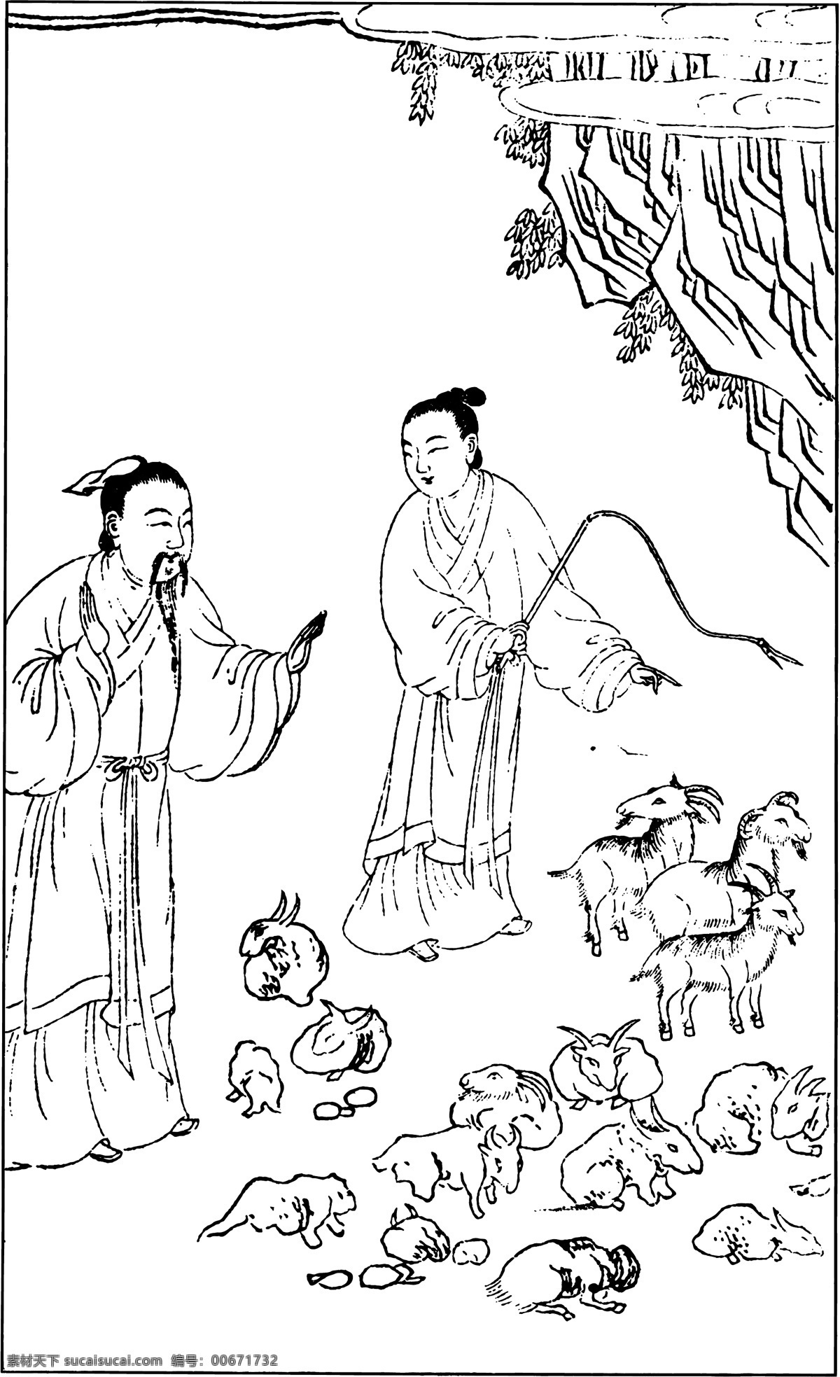 古版画 教化类 人物画 矢量 格式 eps格式 设计素材 古版画篇 版画专辑 矢量图库 白色