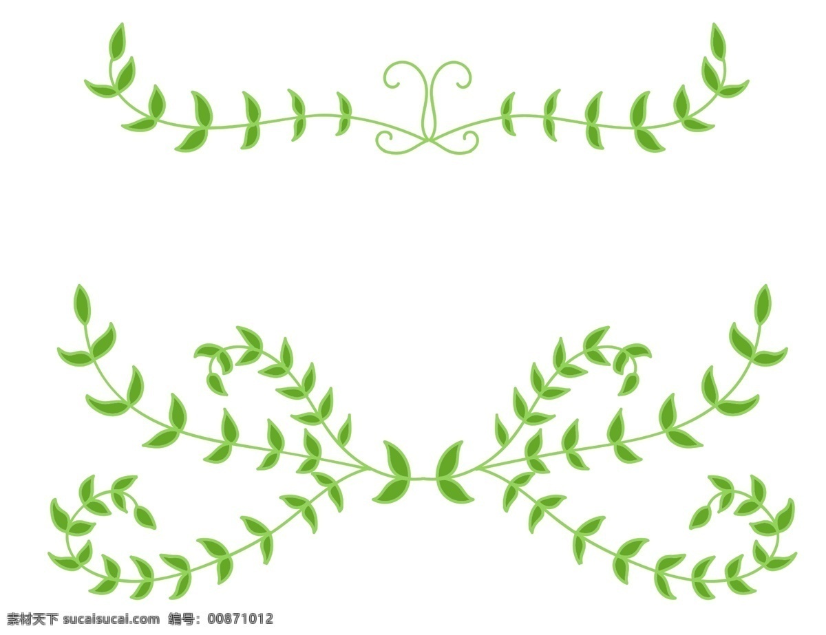 绿色 树叶 藤蔓 标题 装饰 手绘 简约 标题框 线条 小清新 随意 气泡框 对话框 醒目 可爱