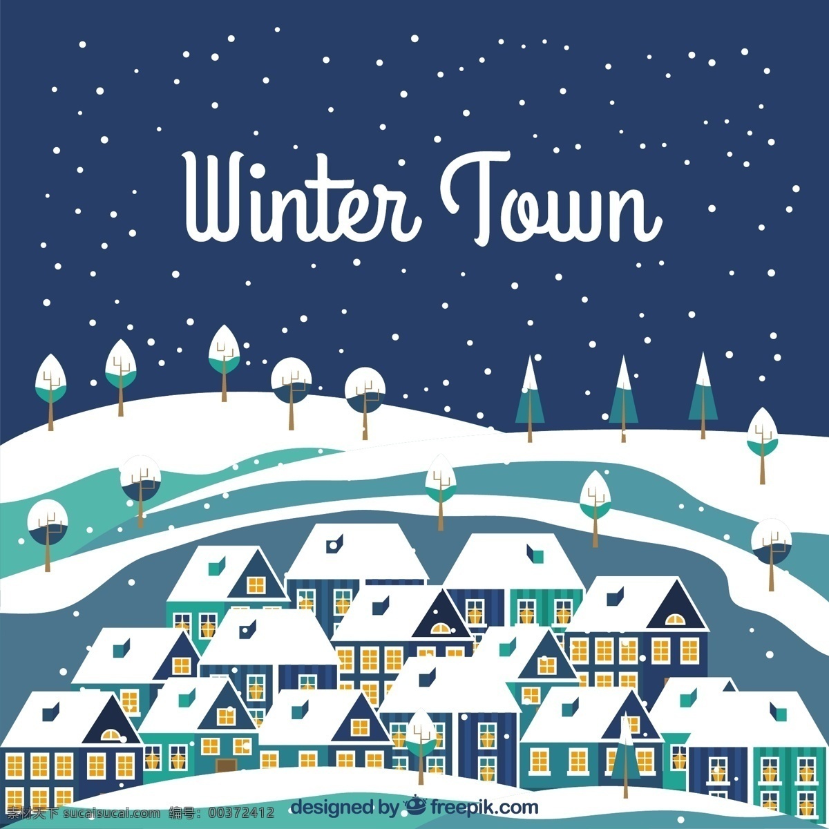 白雪皑皑 冬季 镇 圣诞节 房子 城市 冬天 建筑