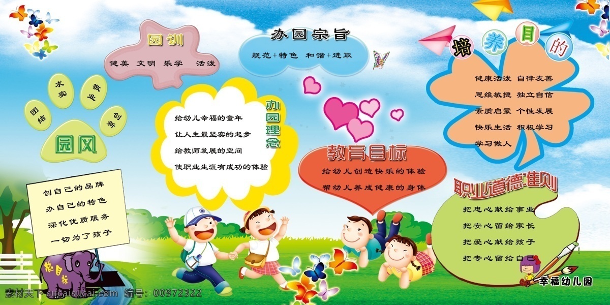幼儿园 展板 分层 草地 大象 孩子 卡通 树木 小鸟 幼儿园展板 源文件 其他展板设计