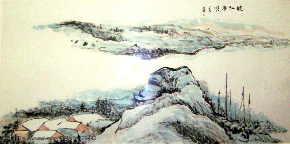 芦苇 巨石 背景图片 传统文化 石头 水墨