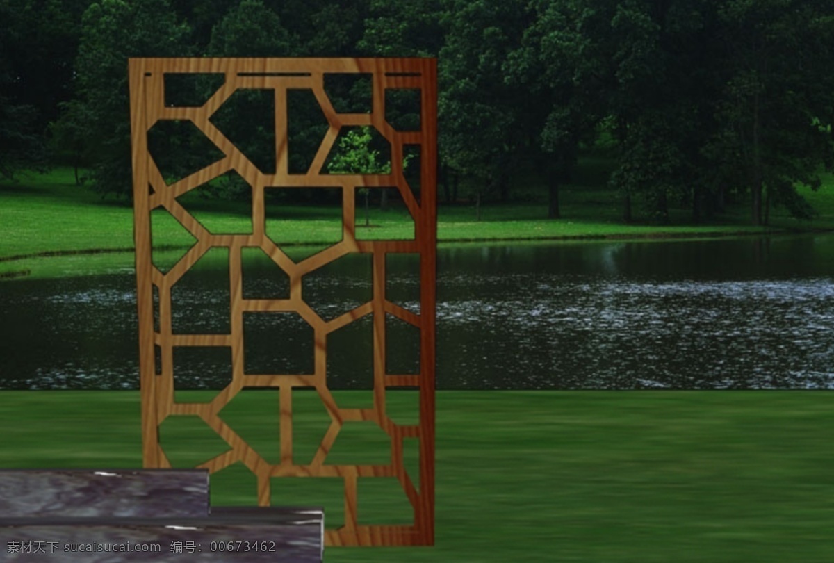 园林景观 小品 木质 镂空 构架 园林 景观 木构架