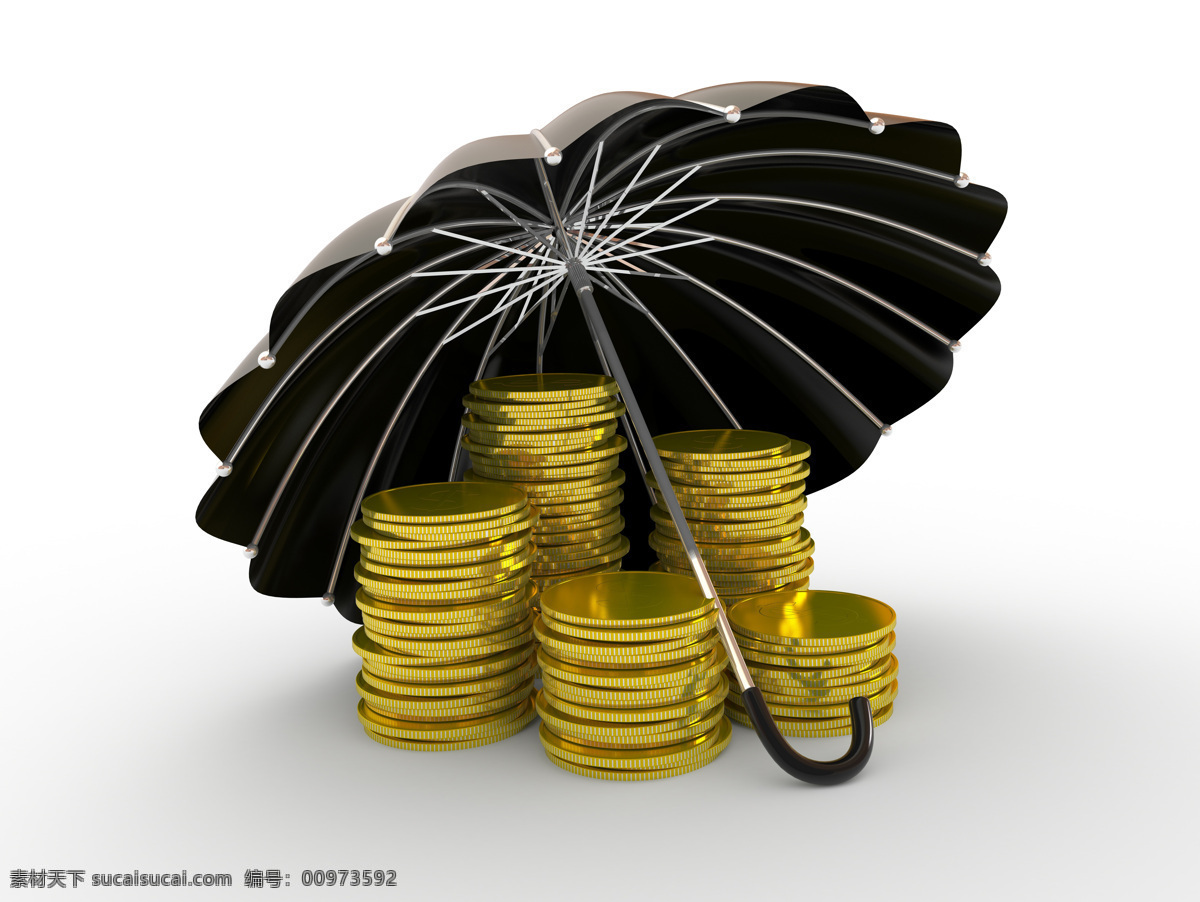 金币 金钱 金子 雨伞 遮阳伞 3d作品 3d设计