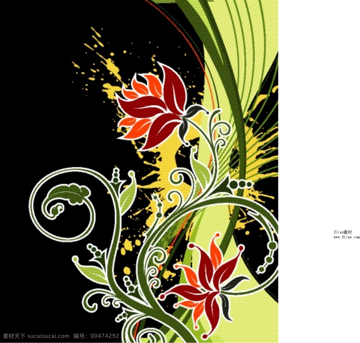 矢量 精美 花朵 花纹 黑色