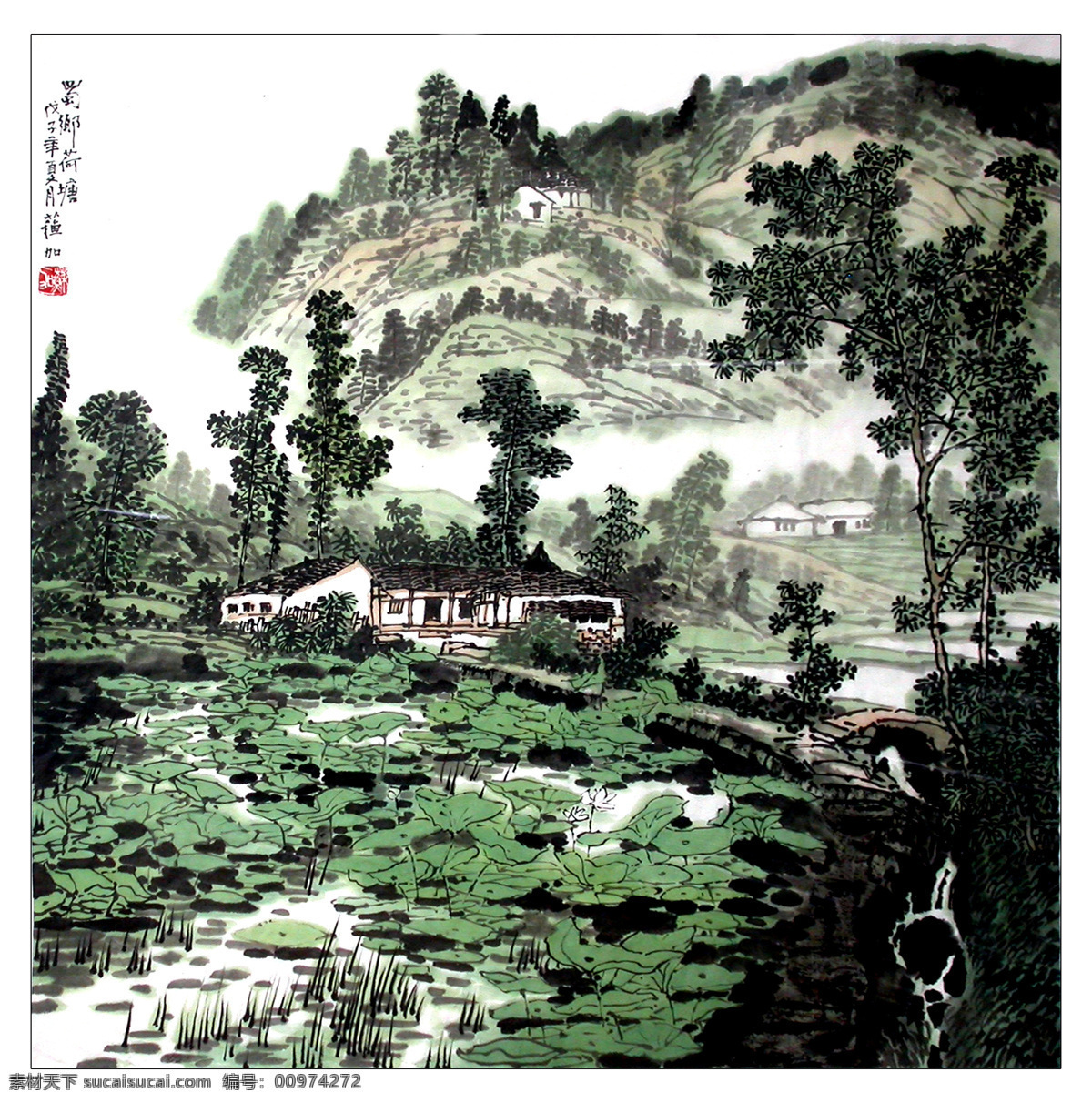 彩墨山水画 池塘 房子 风景画 国画 国画山水 山水 模板下载 荷花 设计素材 中国画 山水画 山水国画 写意画 书法 大师作品 写意 写意国画 国画写意 墨迹 水墨画 绘画 树木 植物 山峰 山 云雾 奇峰 木屋 荷叶 绘画书法 文化艺术 装饰素材 山水风景画