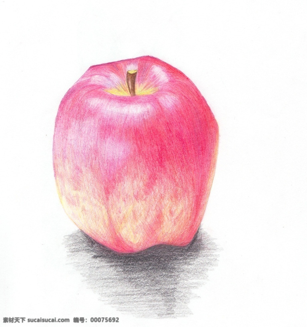 手绘苹果 手绘 技法 美术 苹果 水果 彩色 马克笔 绘画书法 文化艺术