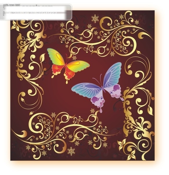 花卉 蝴蝶 矢量 矢量图 花纹 花边 底纹 边框