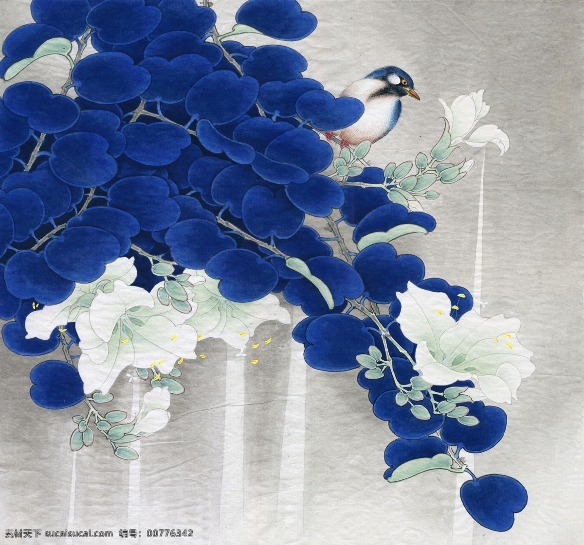 中式 古典 花鸟 工笔画 中国风绘画 精美绘画 植物花鸟 装饰画 古典画 牡丹花朵 绿叶 繁花 自然景观 自然风景