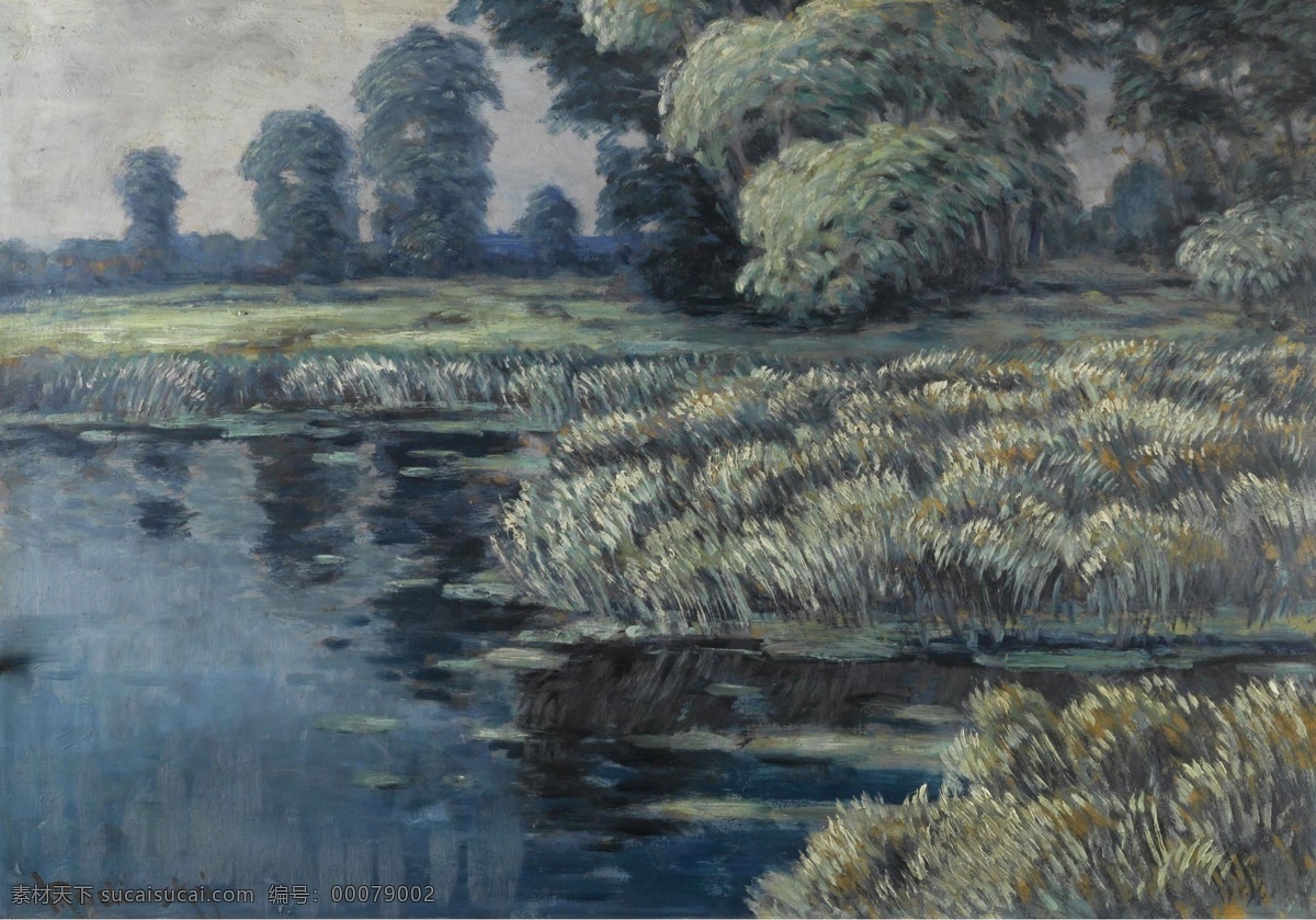 landscape 大师 画家 风景画 静物 油画 建筑 装饰画 river in reeads and willows radimsky vaclav 人物 高清 西方 国外 现代 家居装饰素材