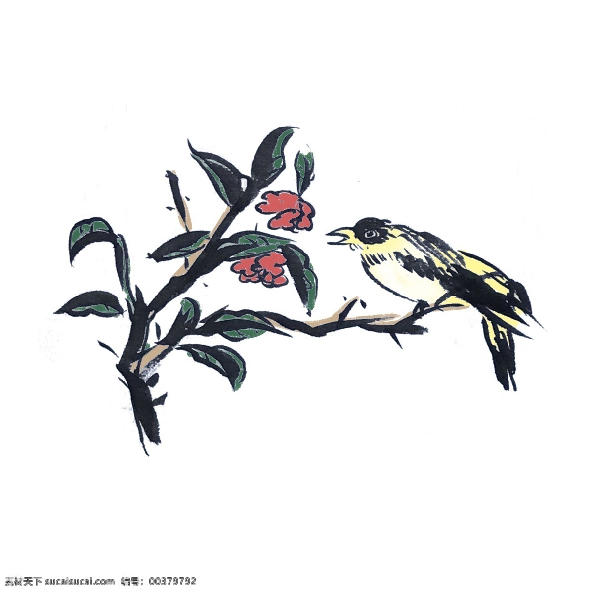 中国 风 花鸟 喜鹊 手绘 插画 中国风 动物 古风 水墨风 墨迹 夏季 彩色 昆虫 春天 生动 花草 国风 水墨 国画