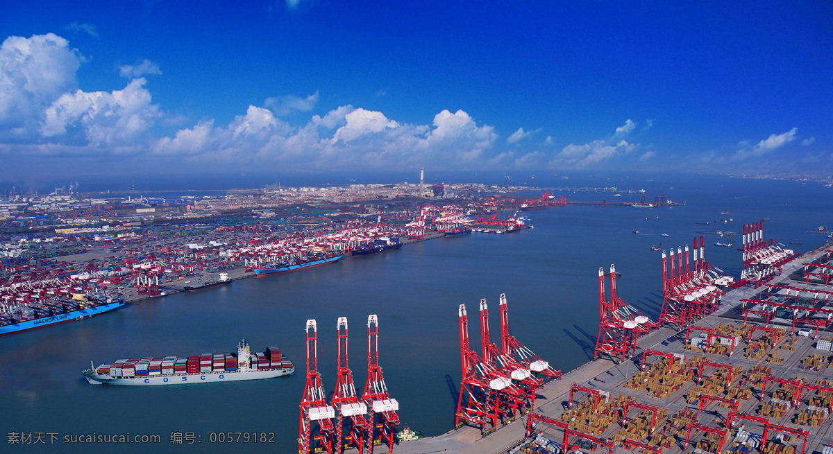 青岛港 港口 码头 货柜 集装箱 外贸港口 海运 货轮 交通工具 现代科技