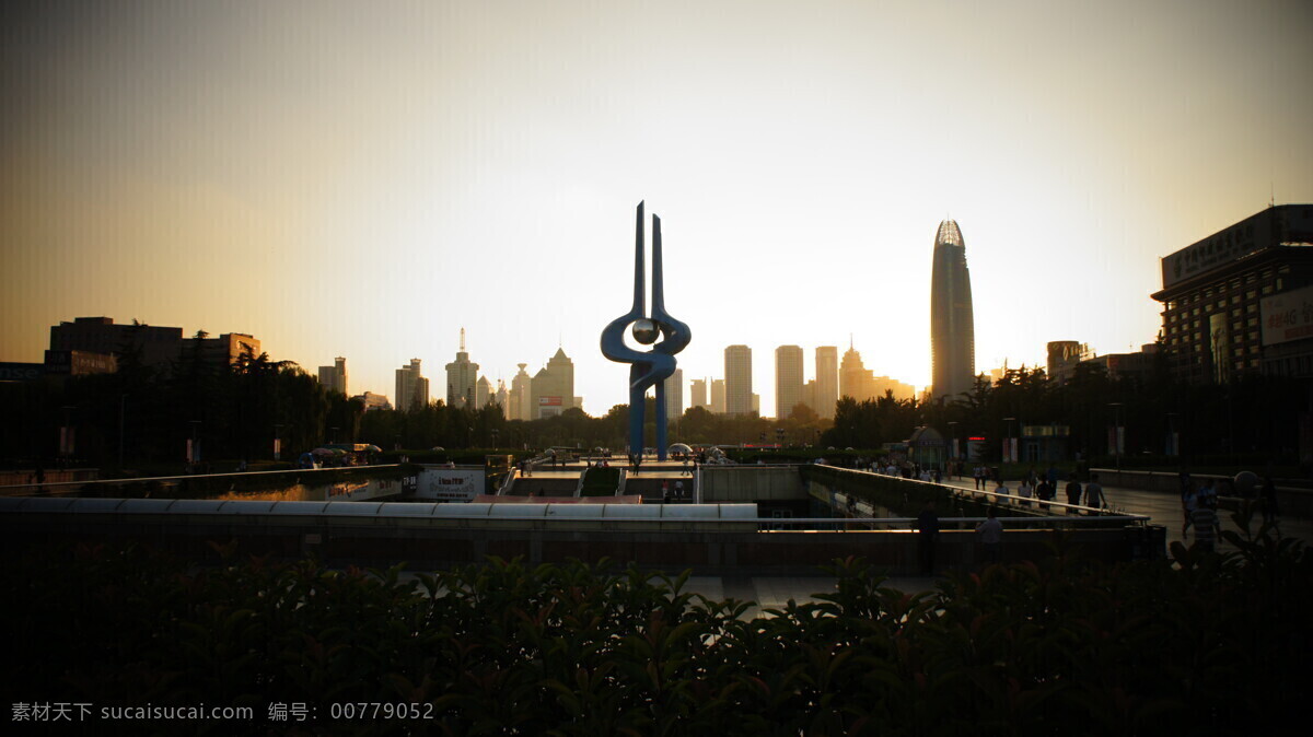 济南 标志性 广场 建筑 雕塑 傍晚风景 旅游摄影 国内旅游