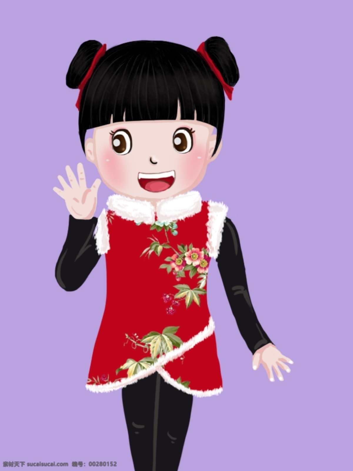 女孩免费下载 女孩 唐装 新年 psd源文件