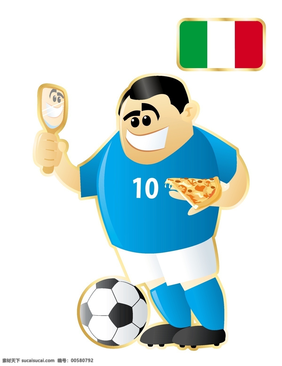 蓝色 足球 卡通 人物 形象 矢量图 衣服 特色 运动员 大胖子 运动 踢球 外国 矢量 扁平化 平面