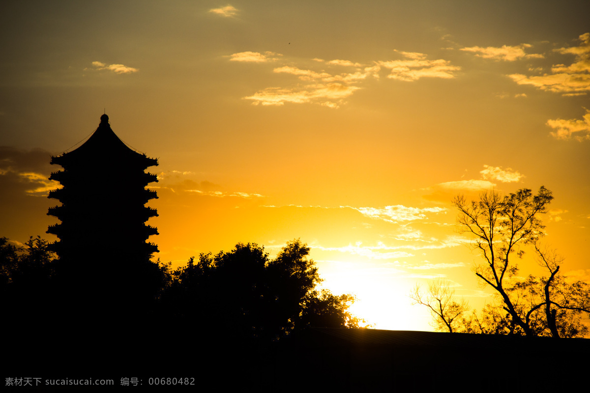 博雅塔 北大 夕阳 风景如画 北京 风景名胜 自然景观