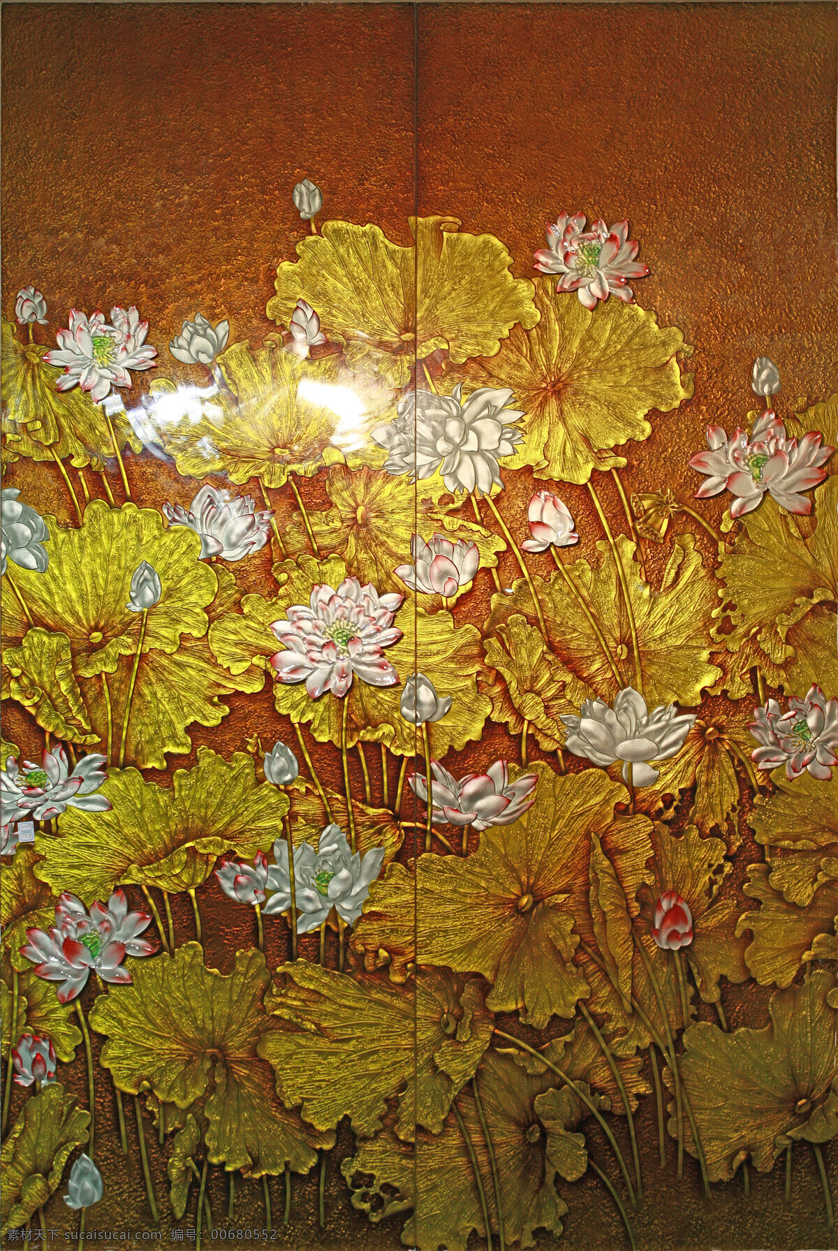 荷花 艺术玻璃 背景 金色荷花 金荷 传统文化 文化艺术