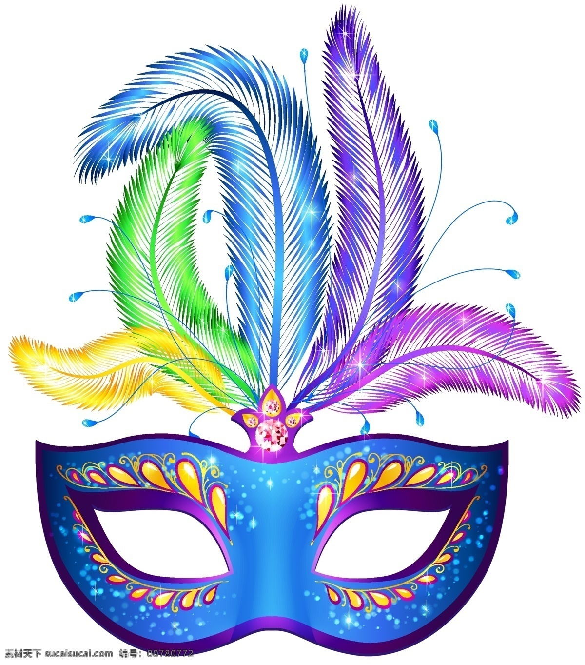 彩色羽毛面具 彩色羽毛 矢量面具 面具 装饰花边 羽毛 羽毛饰品 西班牙 马德里面具 羽毛风铃 卡通设计