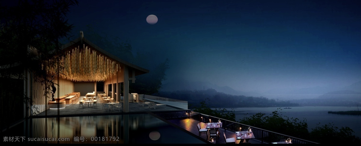 休闲区 灯光 效果 建筑效果图 建筑设计 景观 景观设计 环艺设计 环境设计 建筑 园林景观 psd素材 黑色