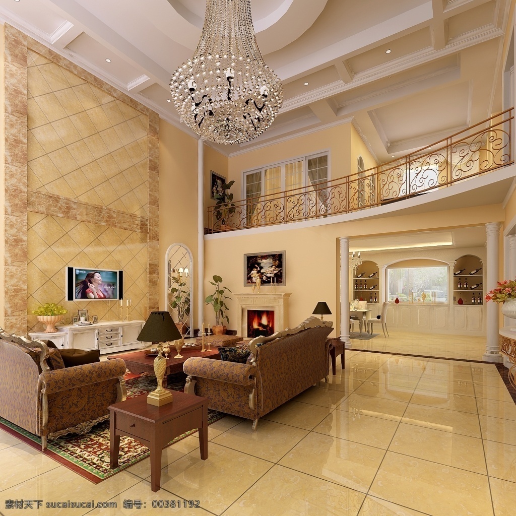 豪华 欧式 客厅 模型 3d模型 豪华客厅 欧式家居 室内设计 max 棕色