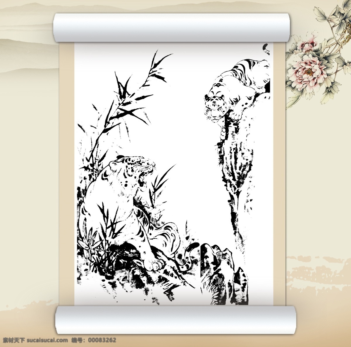 百虎图 老虎 虎 线描老虎 线描动物 老虎白描 动物 走兽 百兽 兽王 线描 白描 工笔 美术 黑白稿 动物走兽百图 文化艺术 绘画书法 设计图库 中国水墨 卷轴 画纸 墨迹 花开富贵 国画牡丹 墨画 分层 源文件